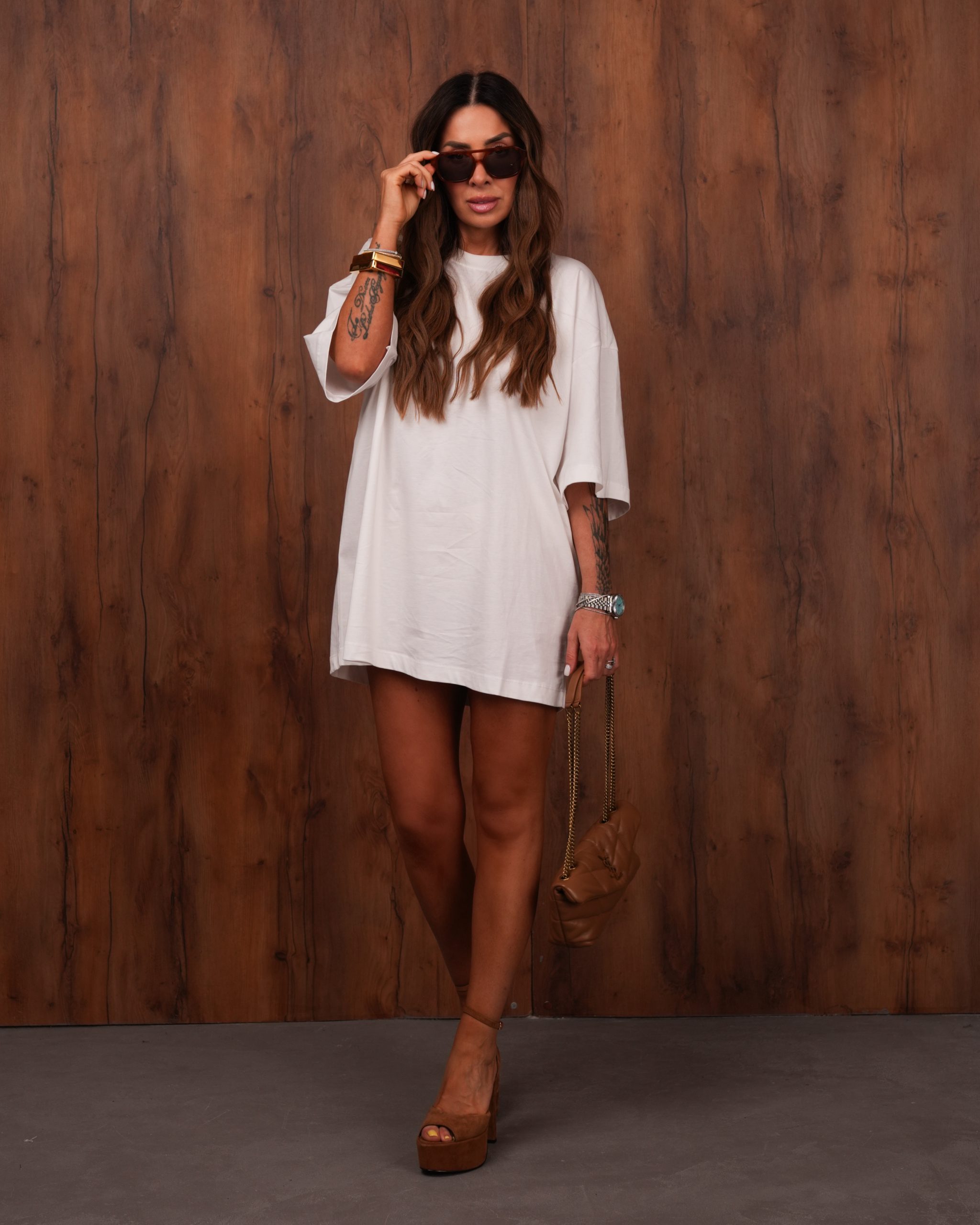 T shirt oversize dłuższy - biały