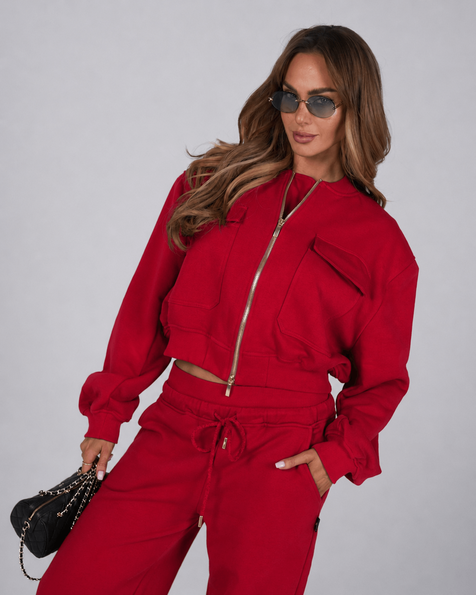Bluza dresowa bomber - czerwony