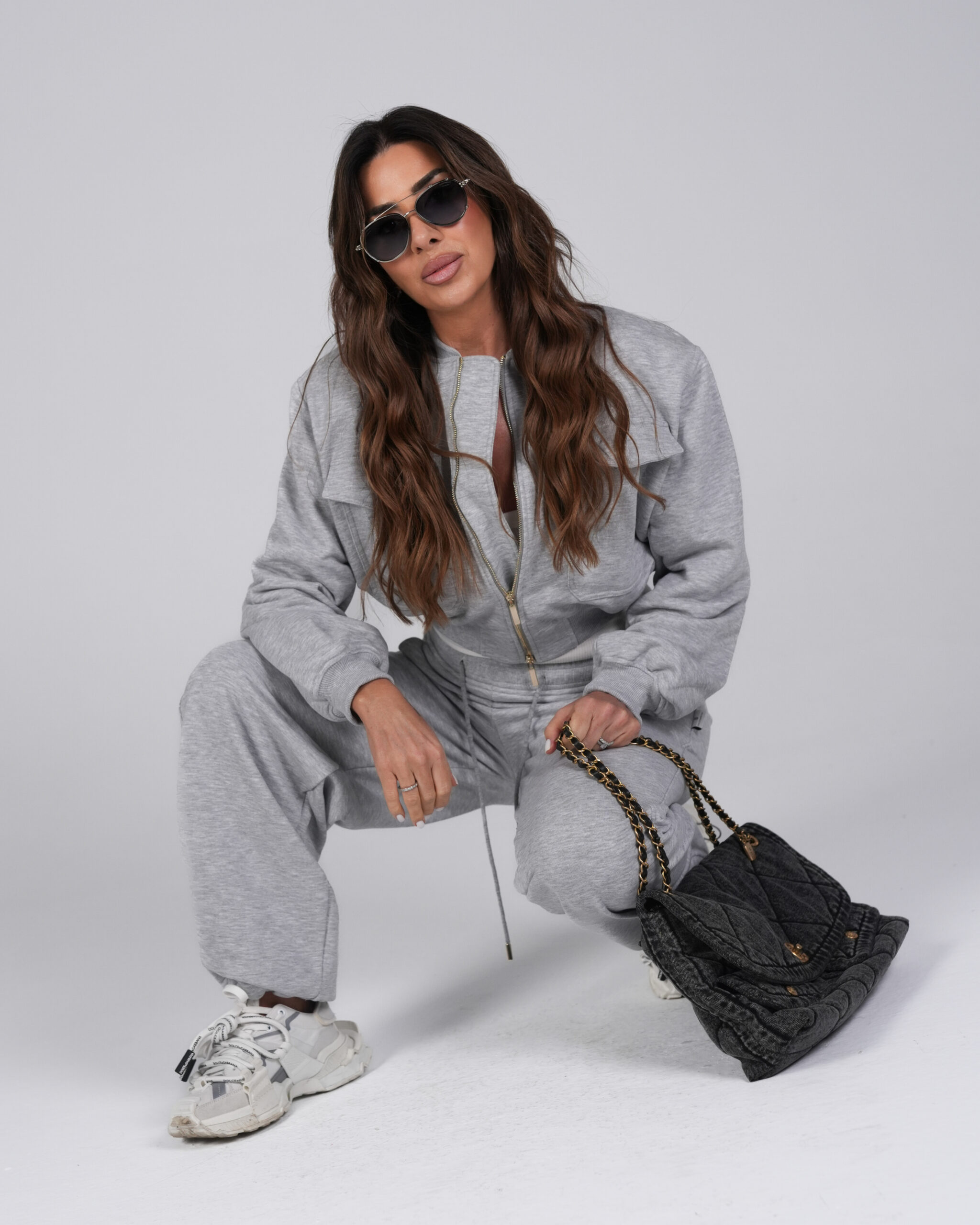 Bluza dresowa bomber - szary
