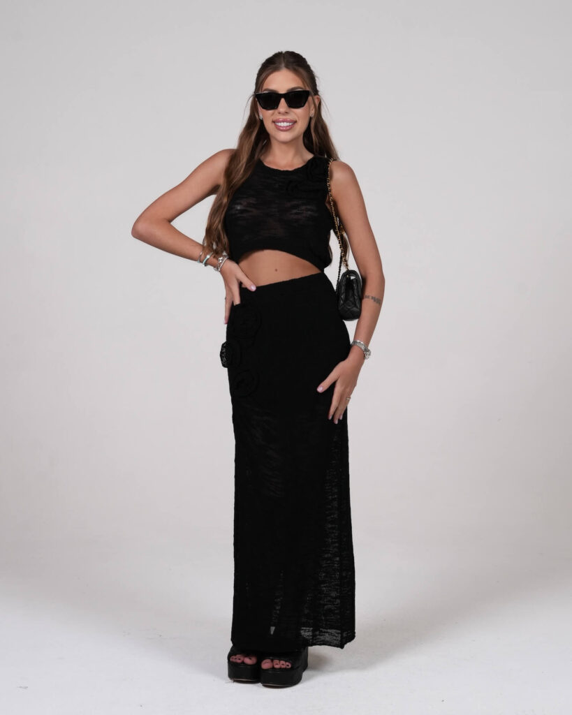 Top frotte - Czarny