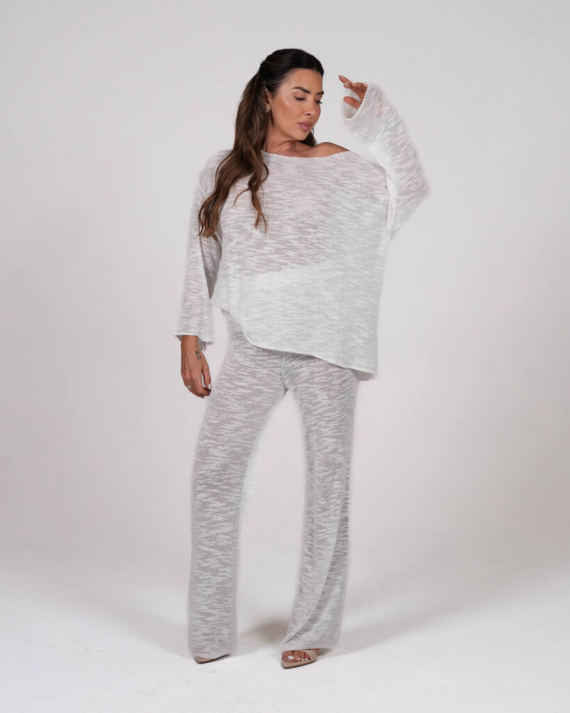Sweter frotte - Biały