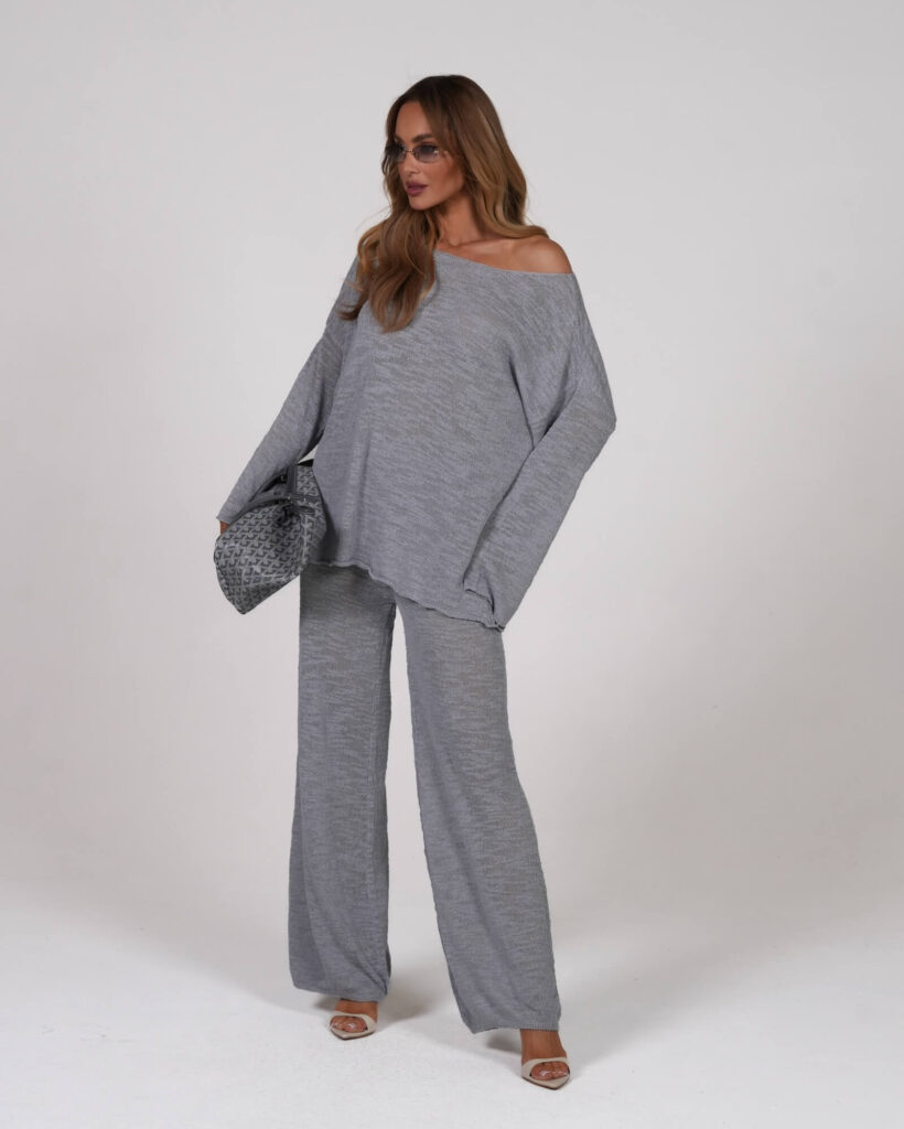 Sweter frotte - Szary