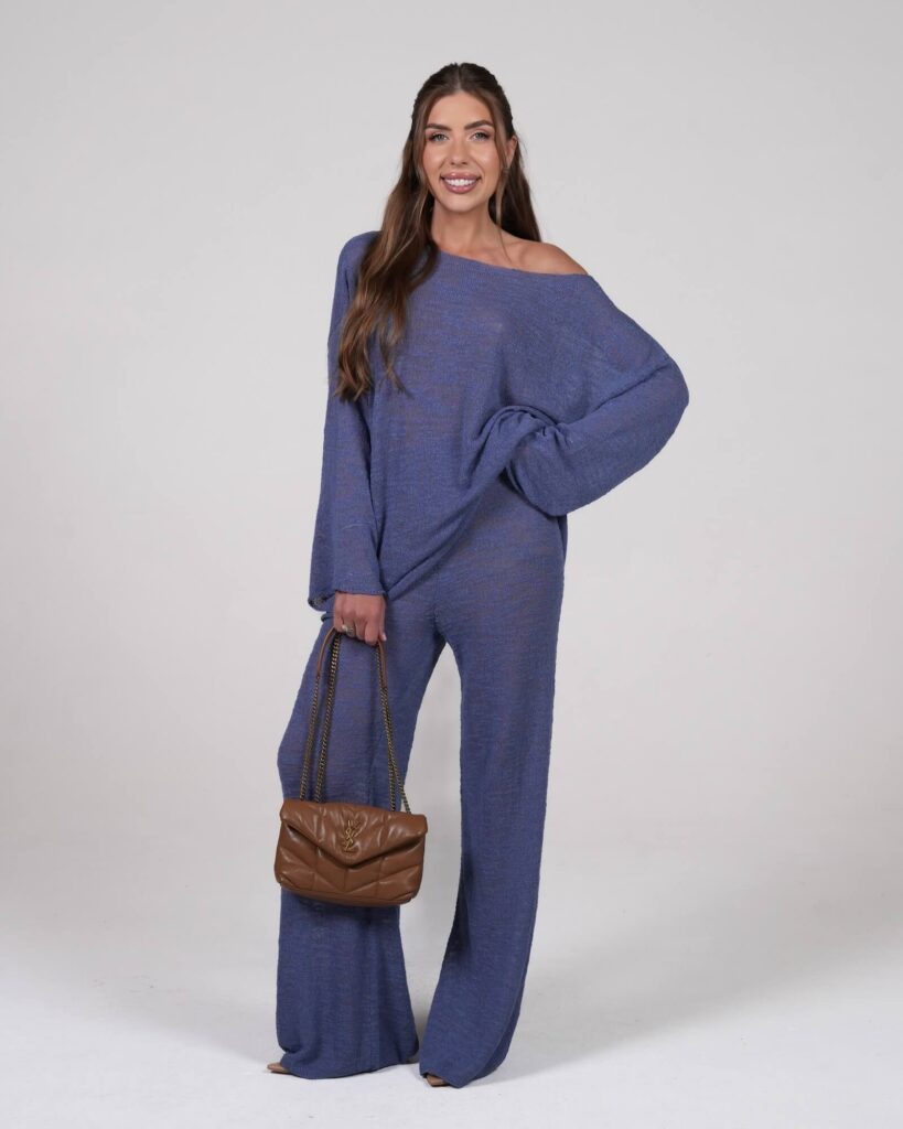 Sweter frotte - Niebieski