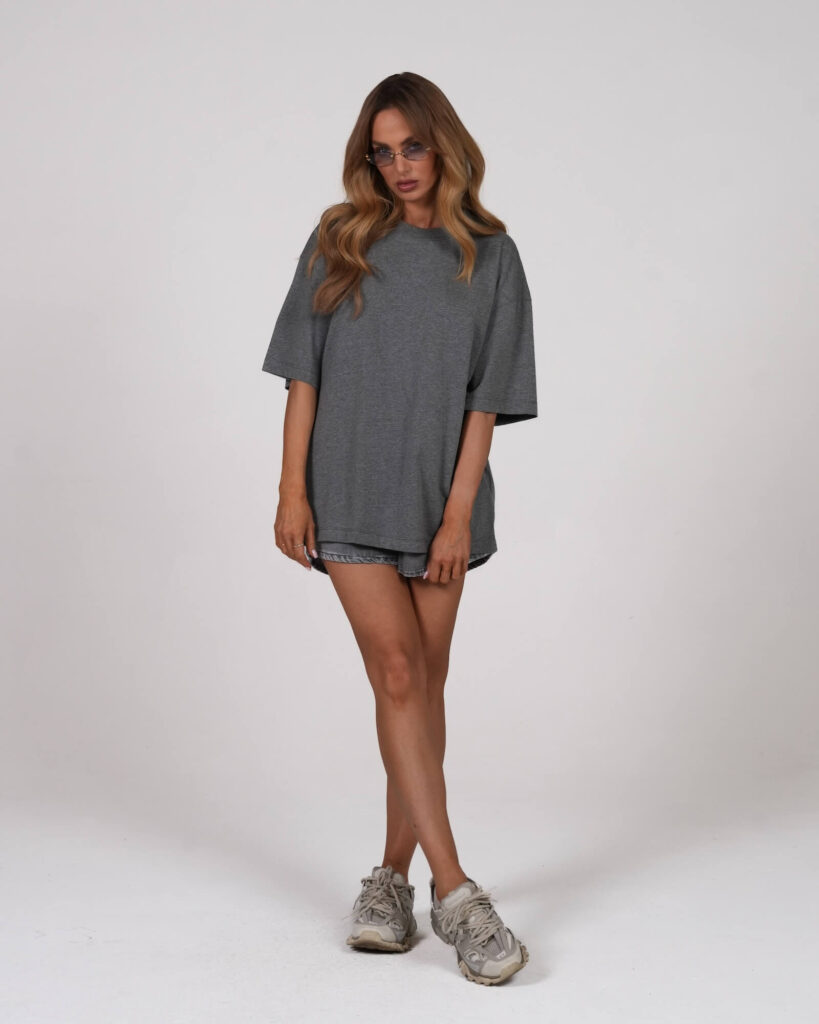 T-SHIRT OVERSIZE LONG - szary